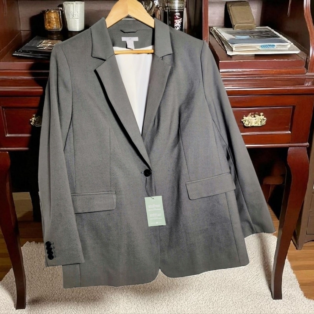 H&M Sz L Classic Gray Men's Blazer NWT